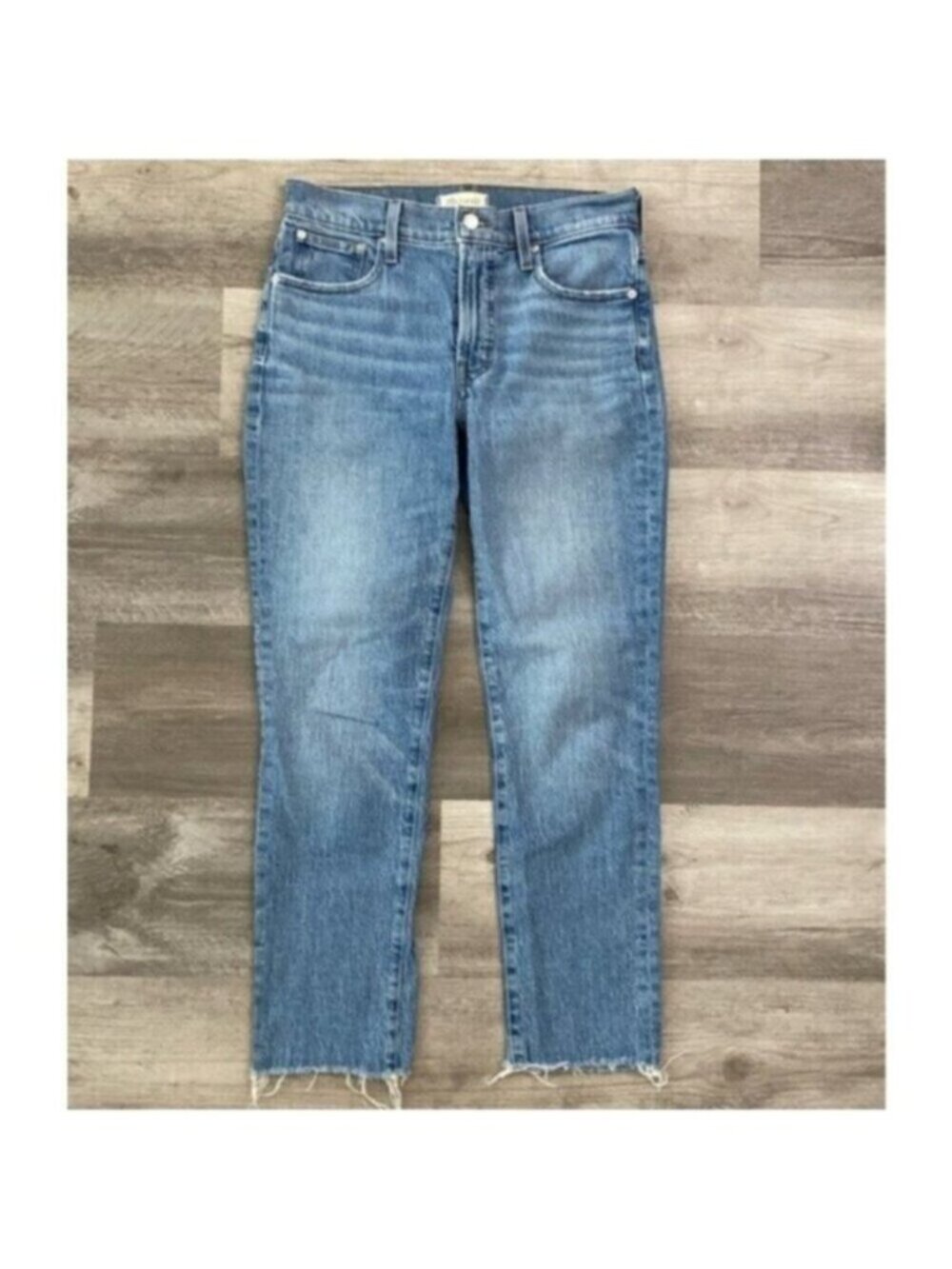 Madewell Jeans Womens 27 Blue Mid Rise Perfect Vintage Magic Pockets Raw Hem Zip